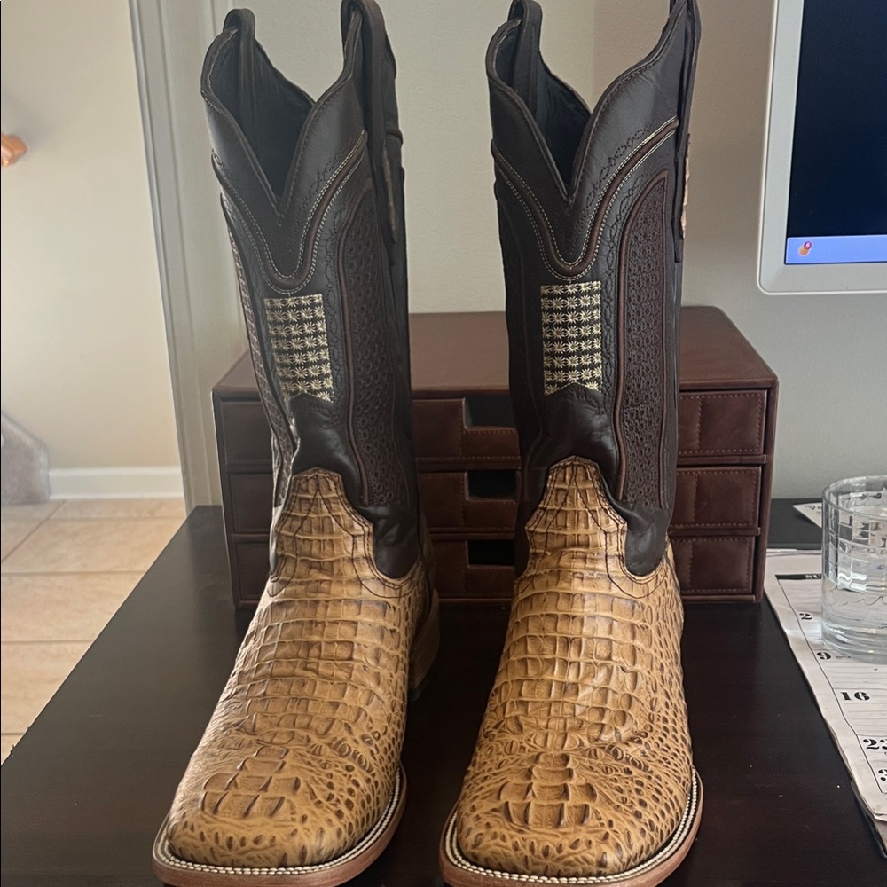 Genuine Leather Western Boots in Brown and Tan